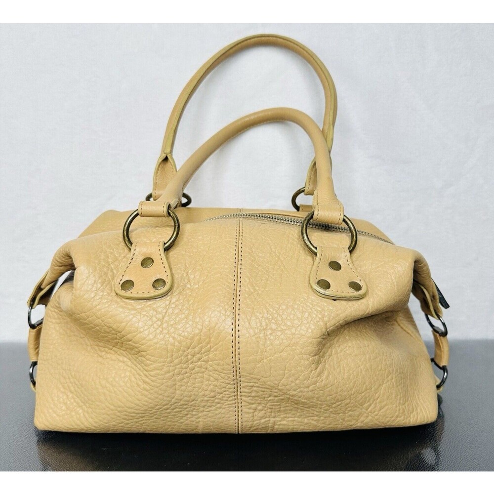 Naturalizer Tan Pebble Grain Leather Handbag Double Front Pockets 12"x5"x6" - Picture 8 of 15